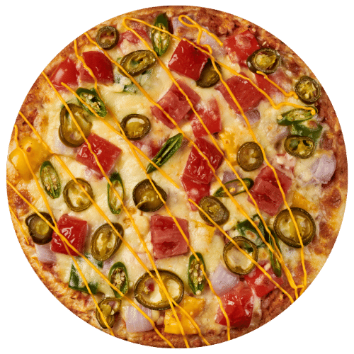 Download Colorful Pizza Tower with Fresh Ingredients PNG Online